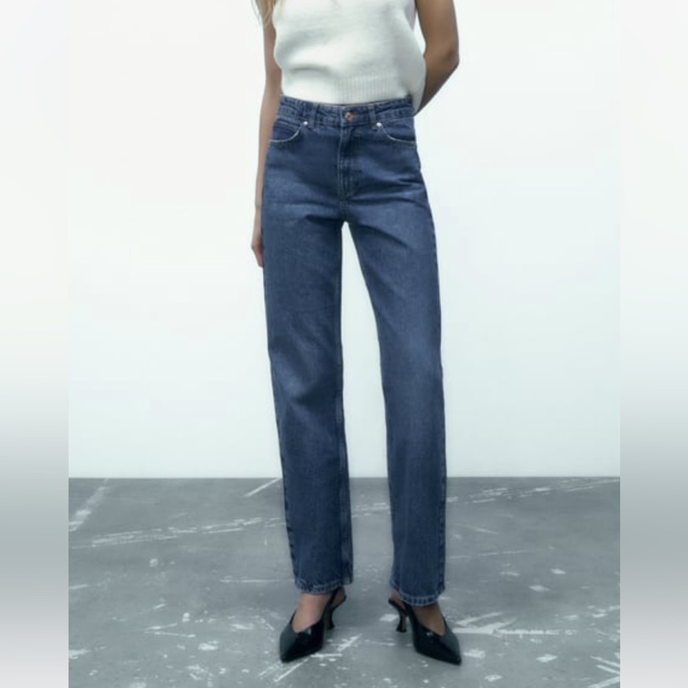 Zara High Rise Straight Leg Jeans
